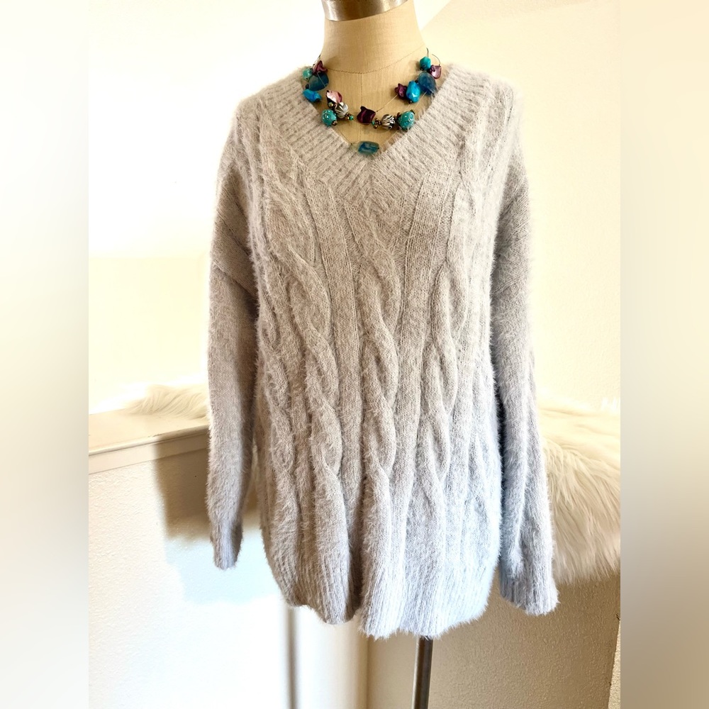 NWT L Blue Super Soft Warm Lucky Brand Cable Knit Sweater